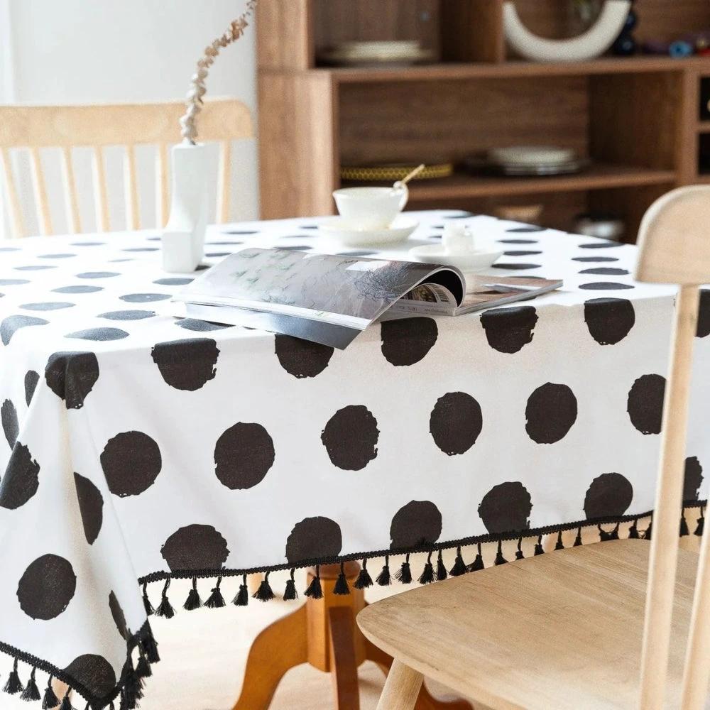 Polka Charm Tassel Table Cloth by Casa & Beyond
