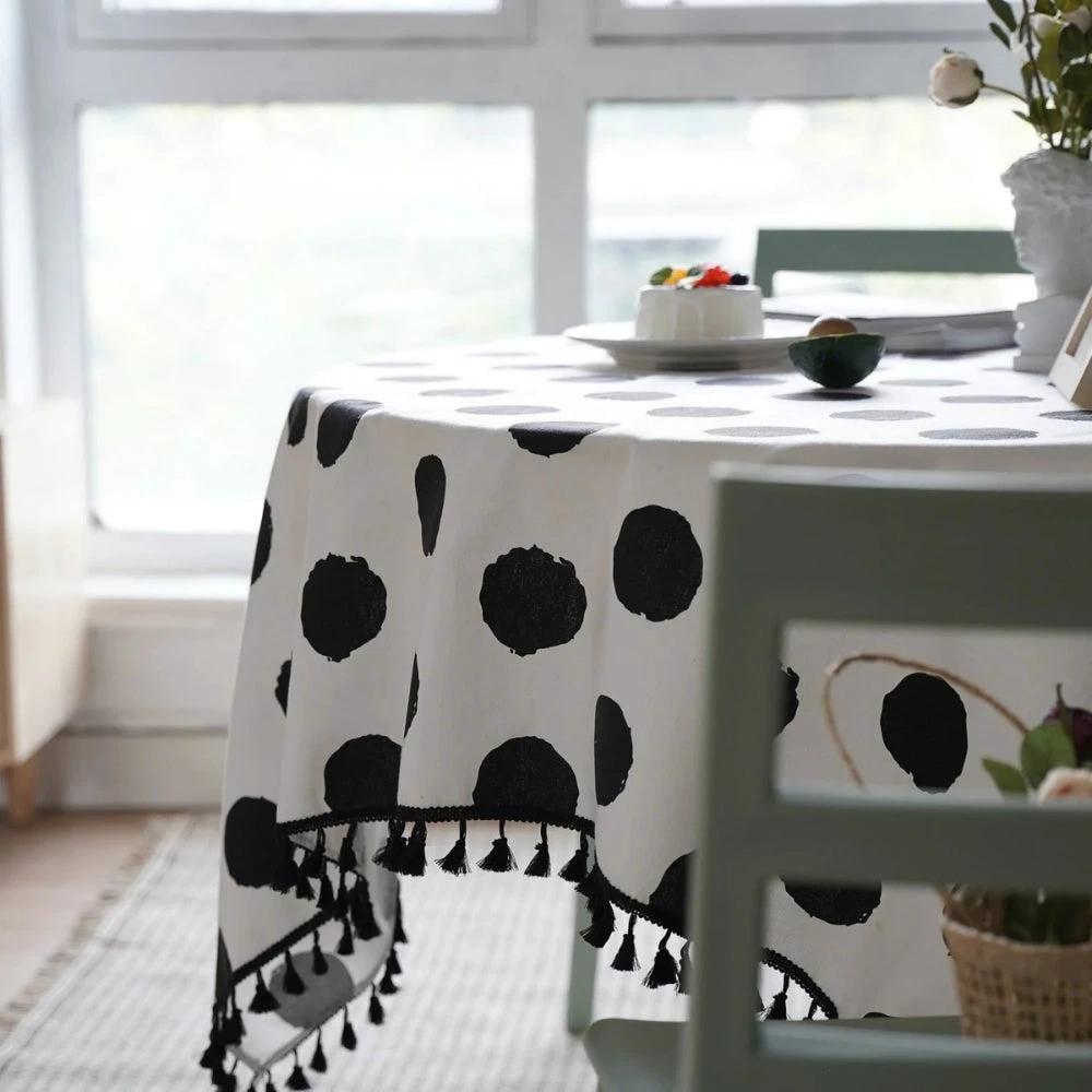 Polka Charm Tassel Table Cloth by Casa & Beyond
