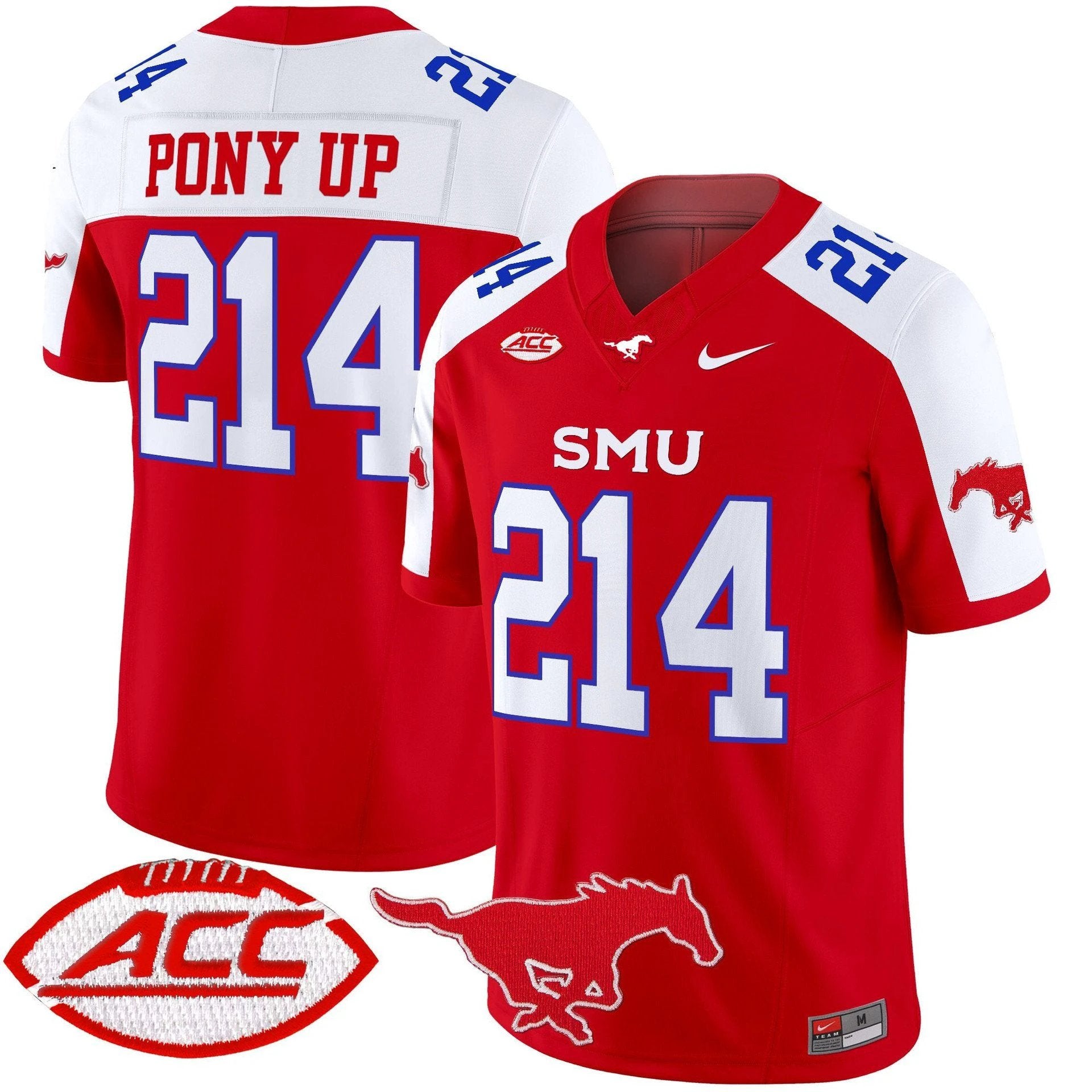 Pony Up Jersey #214 SMU Mustangs 2025 Vapor Limited Stitched by My Store NCAA Football Jerseys