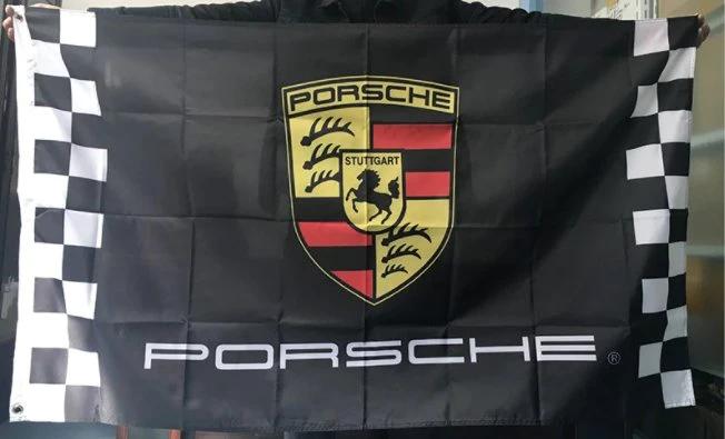 Porsche Flag Black 3X5 Ft Polyester Banner USA 90x150cm by flagsjustdoit