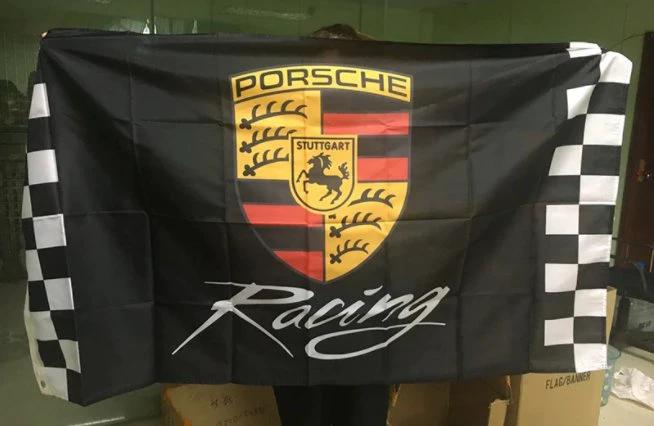 Porsche Flag Black Racing 4x6Ft Polyester Banner USA 120x180cm by flagsjustdoit
