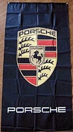 Porsche Flag Black Vertical 3X5 Ft Polyester Banner USA 90x150cm by flagsjustdoit