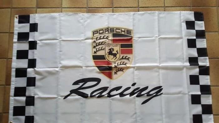 Porsche Flag Black White Racing 3X5 Ft Polyester Banner USA 90x150cm by flagsjustdoit