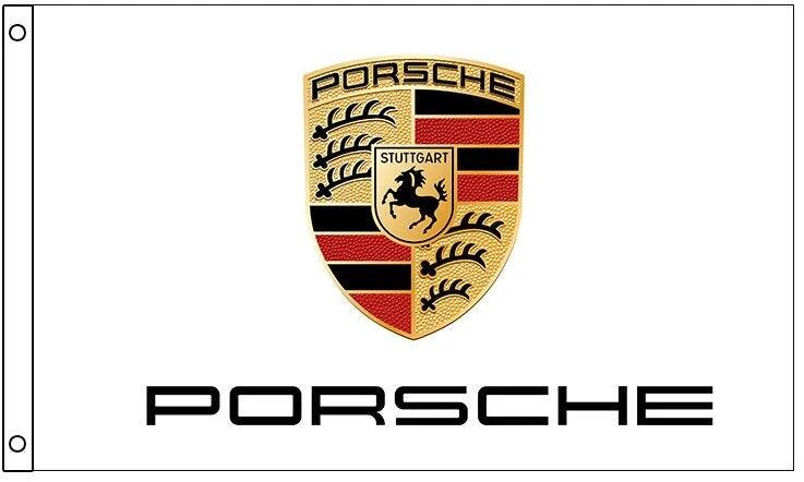 Porsche Flag White 3X5 Ft Polyester Banner USA 90x150cm by flagsjustdoit