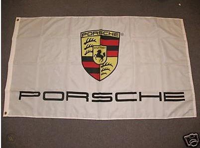 Porsche Flag White 3X5 Ft Polyester USA 90x150cm by flagsjustdoit