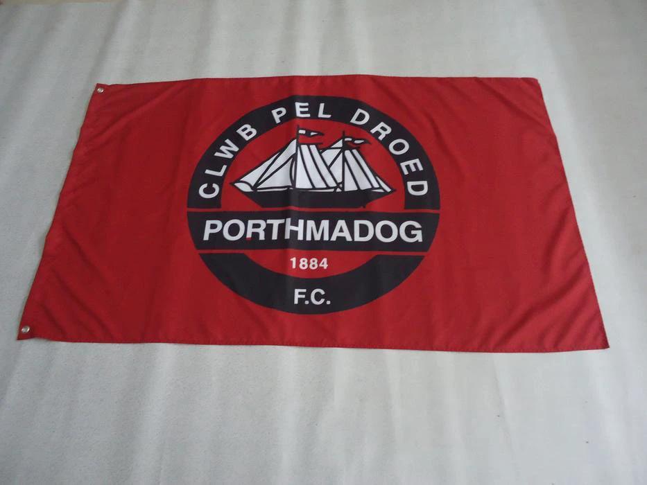 Porthmadog Football Club flag Clwb Pel Droed Porthmadog Flag 3x5ft Banner polyester by flagsjustdoit
