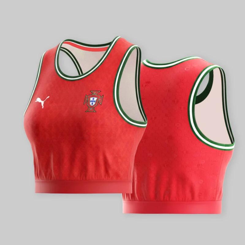 Portugal 2025-26 Crop Jersey Euro Chic Supporter Women’s Sportwear – Red by Soccer Jersey