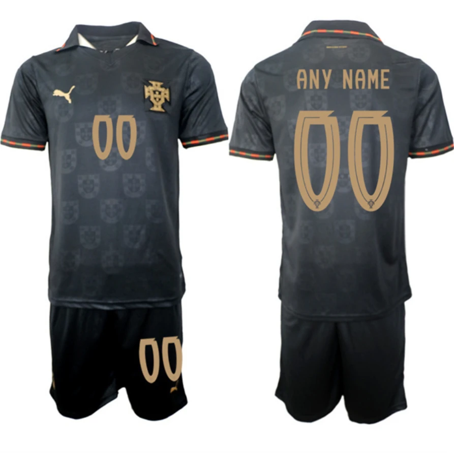 Portugal Team Custom Black 2026 World Cup Away Soccer Jersey Suit by Soccer Jersey