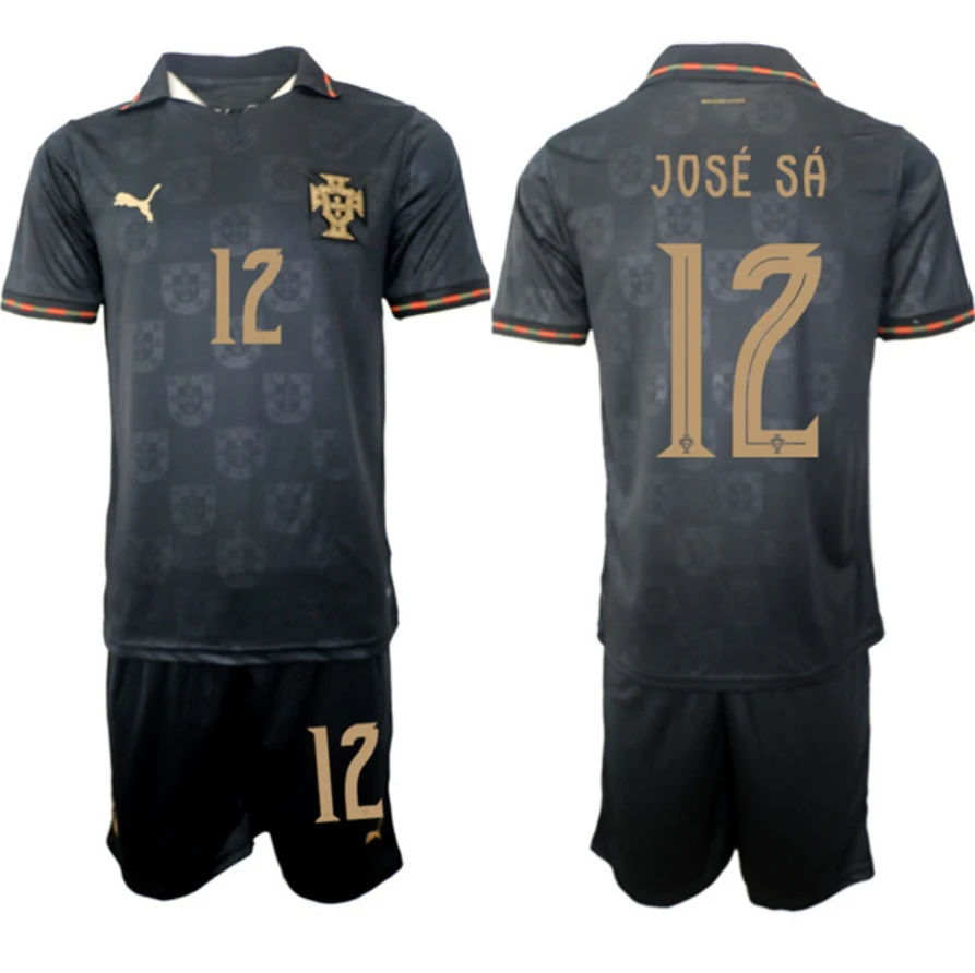Portugal Team #12 José Sá Black 2026 World Cup Away Soccer Jersey Suit by Soccer Jersey