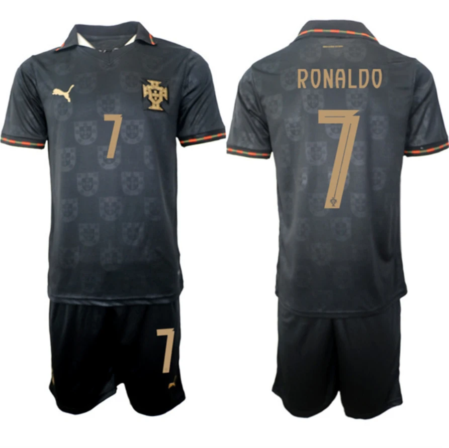 Portugal Team #7 Ronaldo Black 2026 World Cup Away Soccer Jersey Suit by Soccer Jersey
