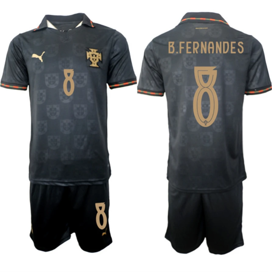 Portugal Team #8 B.Fernandes Black 2026 World Cup Away Soccer Jersey Suit by Soccer Jersey
