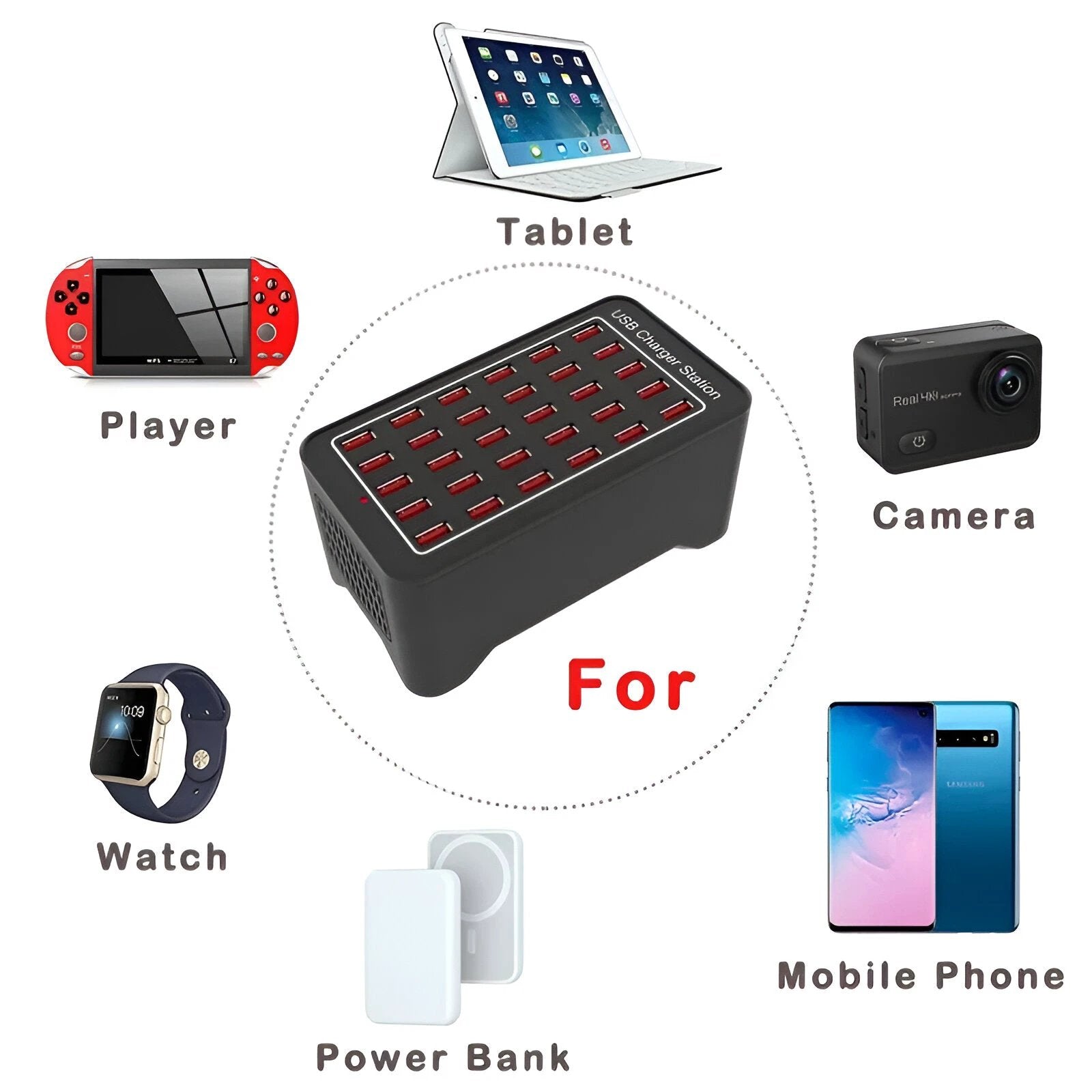 PowerPort Pro – Universal Multi-USB Charging Station with 30 Ports (150W Output) by BowLift