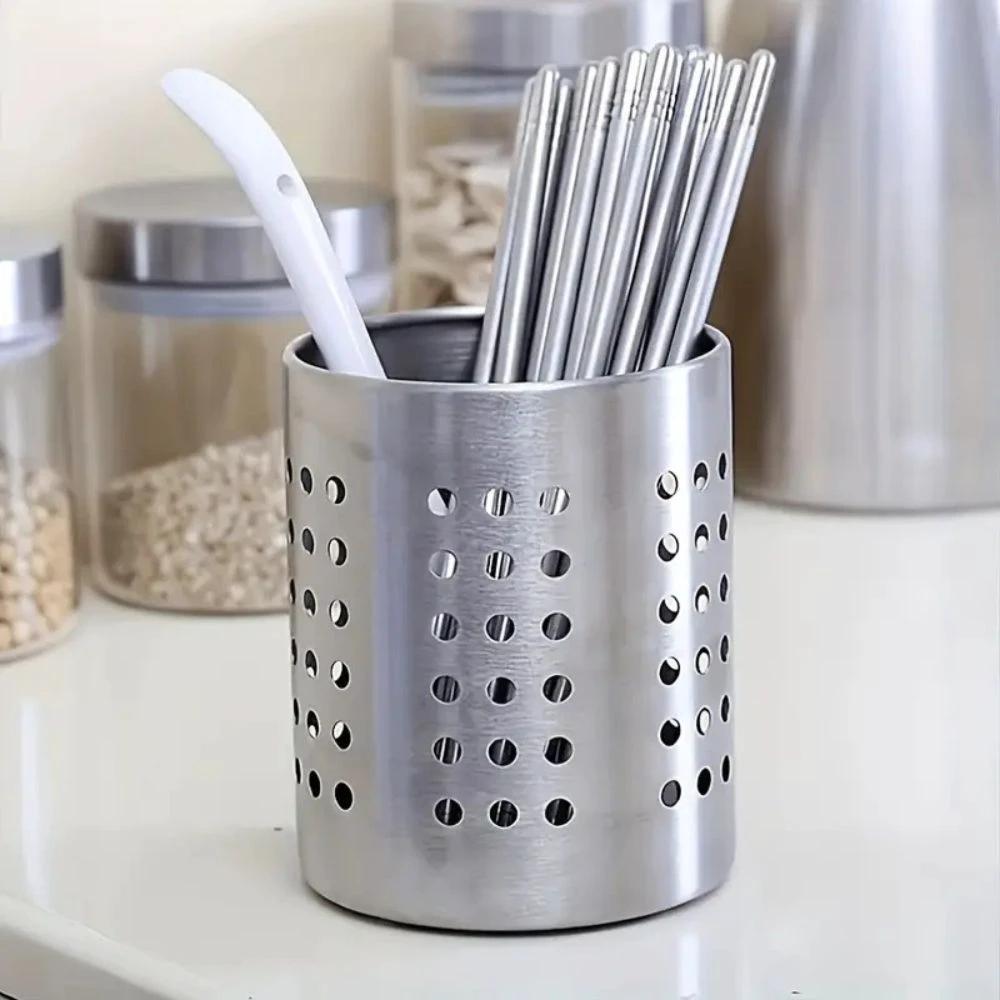 Stainless Steel Utensil Holder with Hole by Casa & Beyond