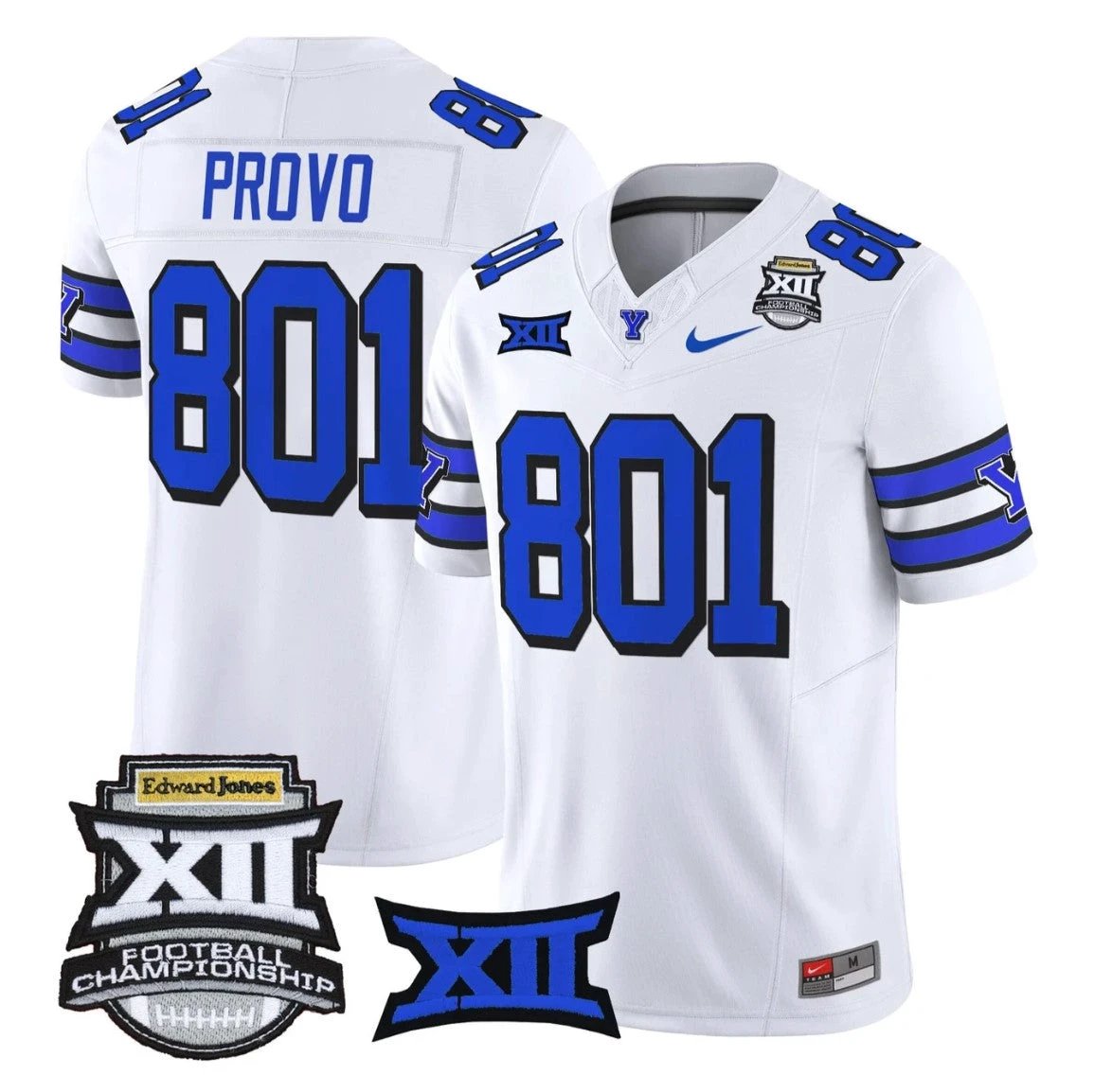 Provo Jersey #801 BYU Cougars 2025 Big 12 Championship Vapor Stitched 1996 Throwback by NCAA Football Jersey