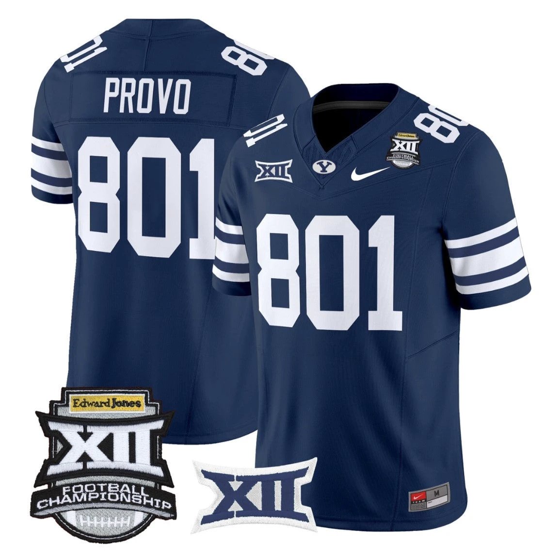 Provo Jersey #801 BYU Cougars 2025 Big 12 Championship Vapor Stitched Navy by NCAA Football Jersey