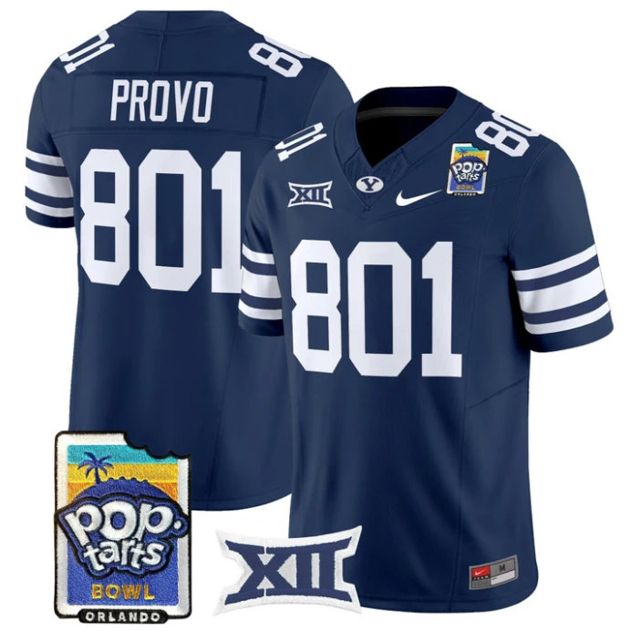 Provo Jersey #801 BYU Cougars 2025 Pop-Tarts Patch Limited Stitched Navy by NCAA Football Jersey