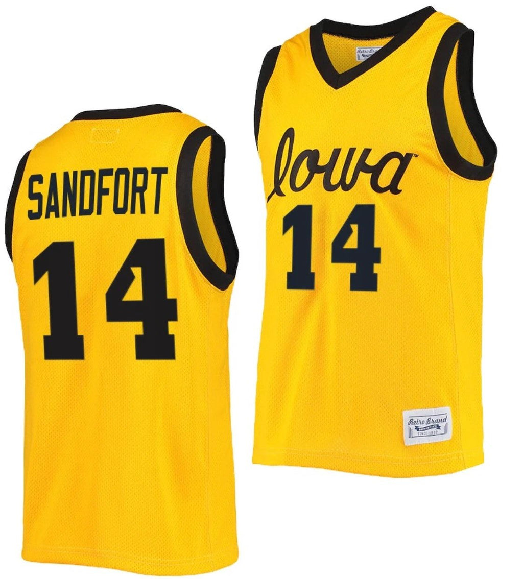 Pryce Sandfort Jersey Iowa Hawkeyes College Basketball Gold #14 by My store basketball