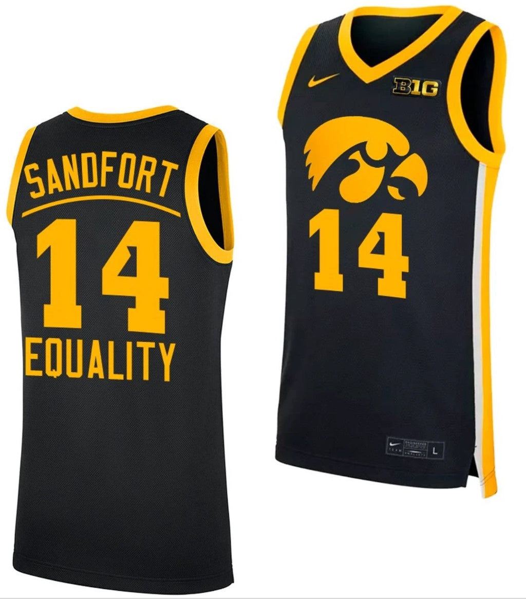 Pryce Sandfort Jersey Iowa Hawkeyes College Basketball Swingman Black by My store basketball