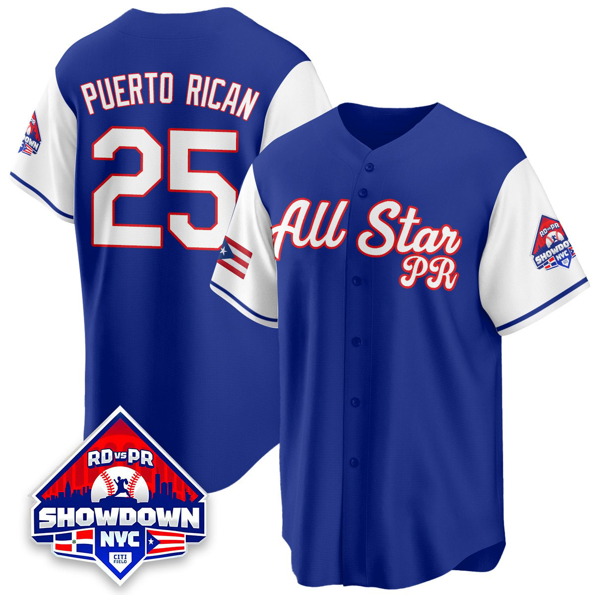 Puerto Rican Jersey #25 Puerto Rican Baseball All-Star 2025 Stitched White Sleeves by My Store