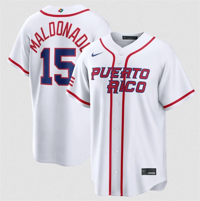 Puerto Rico Baseball #15 Martín Maldonado Jersey White 2026 World Baseball Classic Home Stadium Stitched by My Store