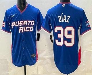 Puerto Rico #39 Edwin Diaz Blue 2026 World Baseball Classic Cool Base Jersey by My Store
