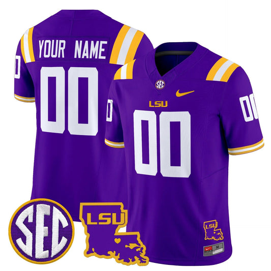 Custom LSU Tigers Jersey Name, Number 2025 Louisiana Patch Stitched Purple by My Store