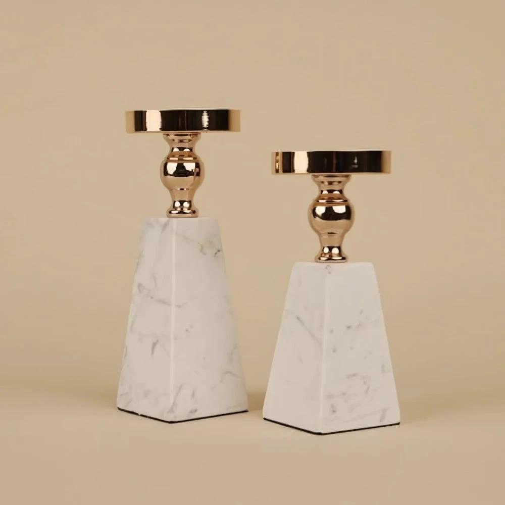 Pyramid Gold Marble Candle Holder by Casa & Beyond