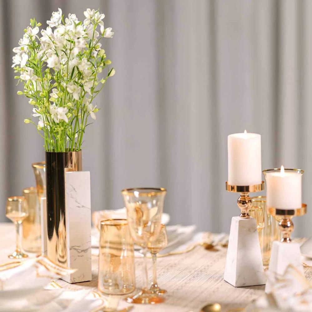Pyramid Gold Marble Candle Holder by Casa & Beyond