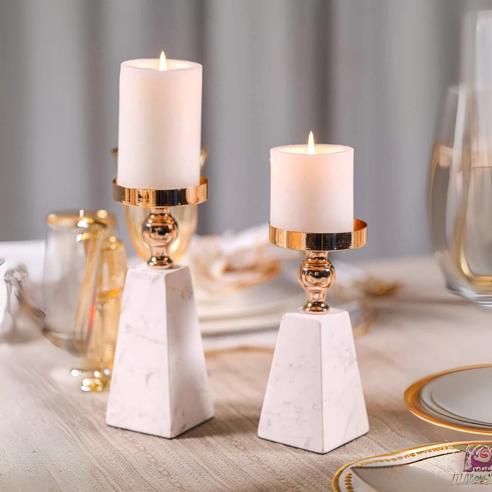 Pyramid Gold Marble Candle Holder by Casa & Beyond