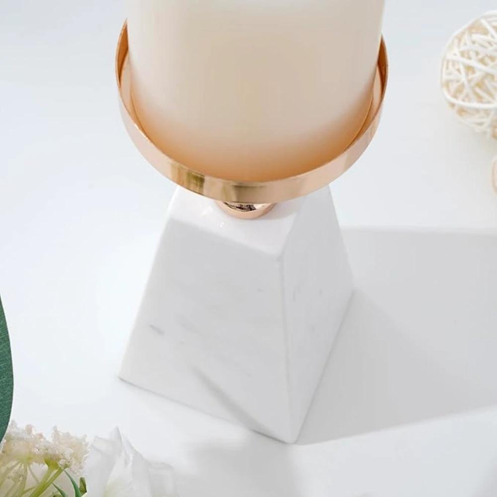 Pyramid Gold Marble Candle Holder by Casa & Beyond