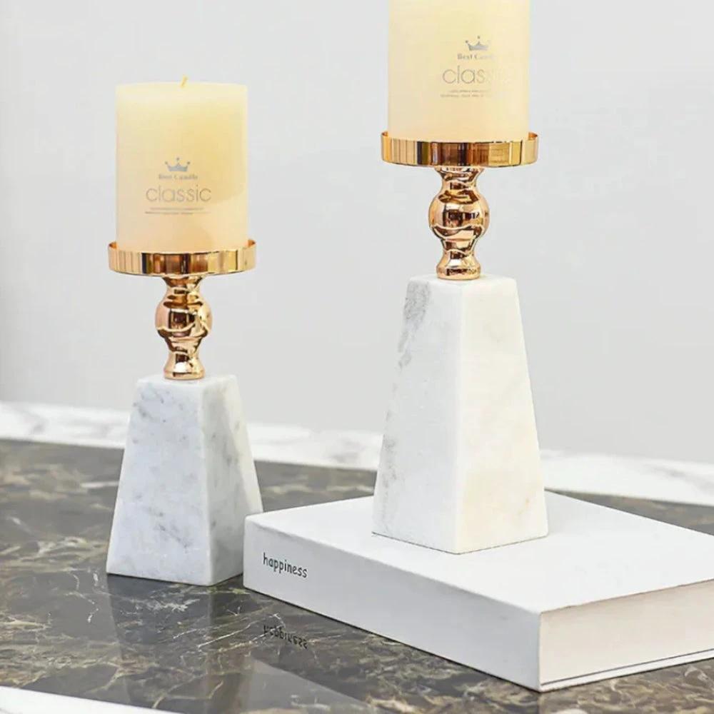 Pyramid Gold Marble Candle Holder by Casa & Beyond