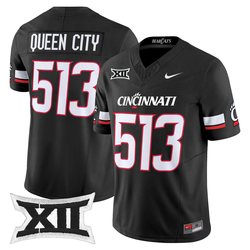 Queen City Jersey #513 Cincinnati Bearcats 2025 Vapor Limited Stitched Black by My Store