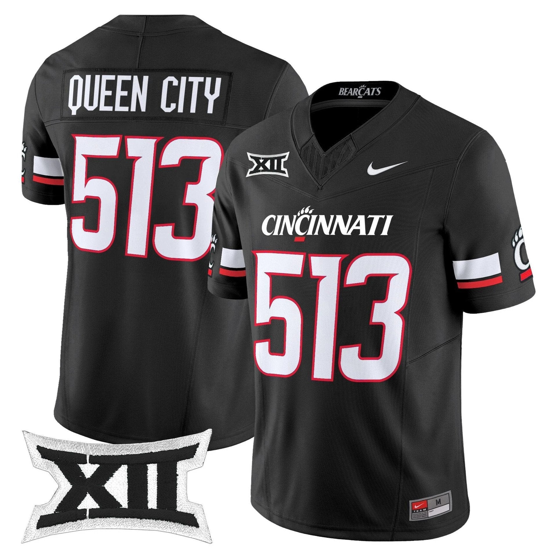 Queen City Jersey #513 Cincinnati Bearcats 2025 Vapor Limited Stitched Black by My Store