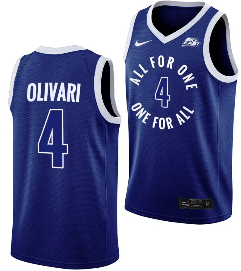 Quincy Olivari Jersey #4 Xavier Musketeers All For One Blue College Basketball Uniform by My store basketball