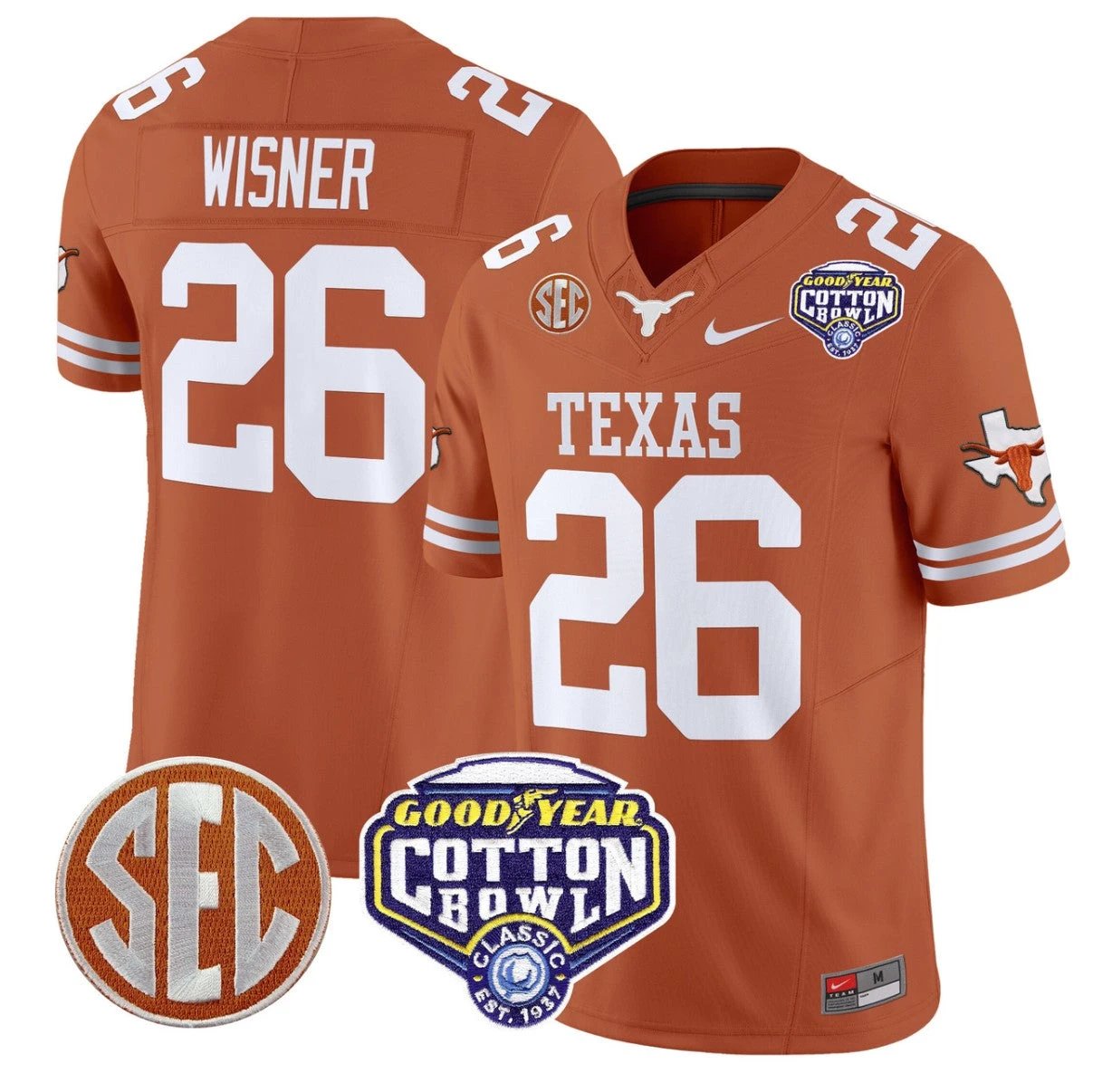 Quintrevion Wisner Jersey #26 Texas Longhorns Cotton Bowl Patch Texas Orange by My Store