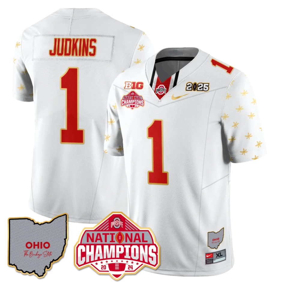 Quinshon Judkins Jersey #1 Ohio State National Champions 2025 Patch by My Store NCAA Football Jerseys