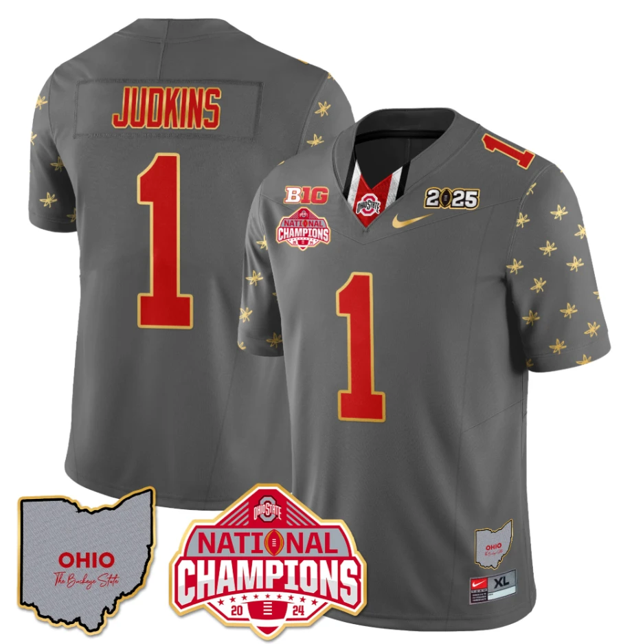 Quinshon Judkins Jersey #1 Ohio State National Champions 2025 Patch Gray by My Store