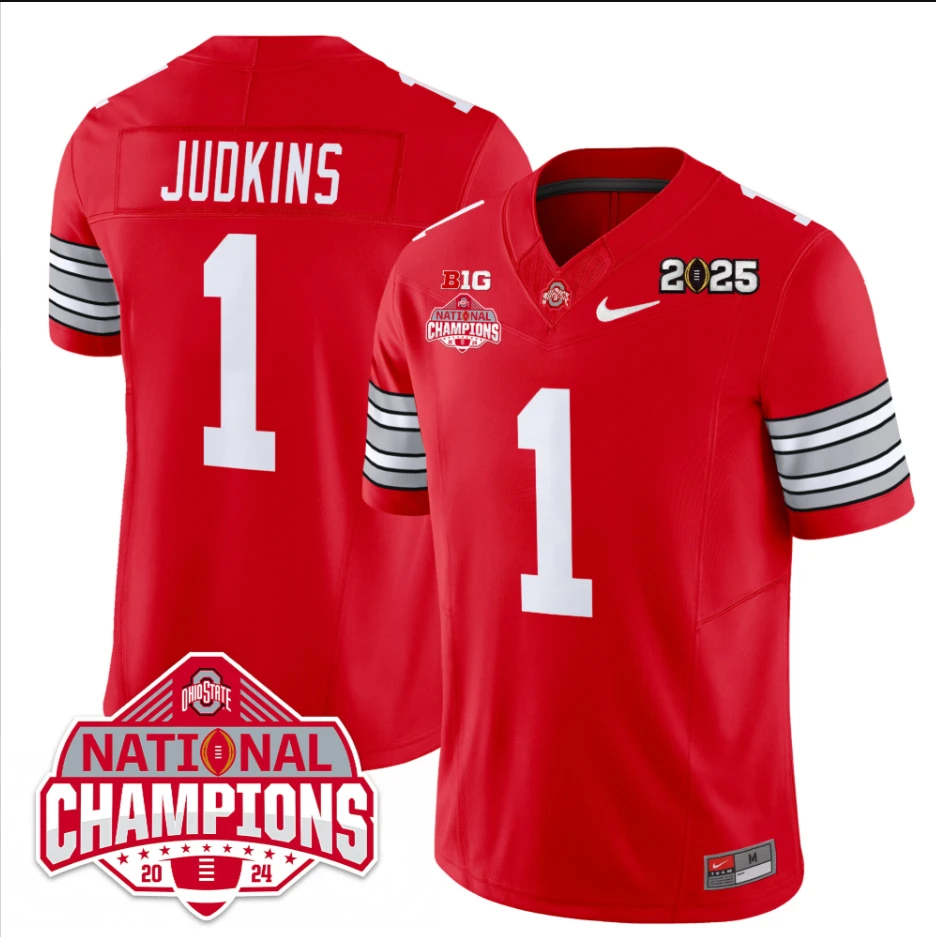 Quinshon Judkins Jersey #1 Ohio State 2025 CFP Patch National Champions by My Store NCAA Football Jerseys