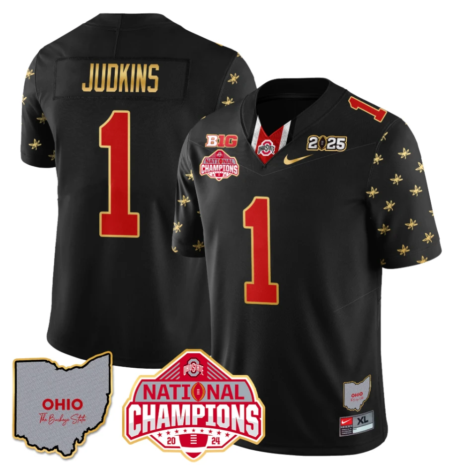 Quinshon Judkins Jersey #1 Ohio State National Champions 2025 Patch Black Limited by My Store