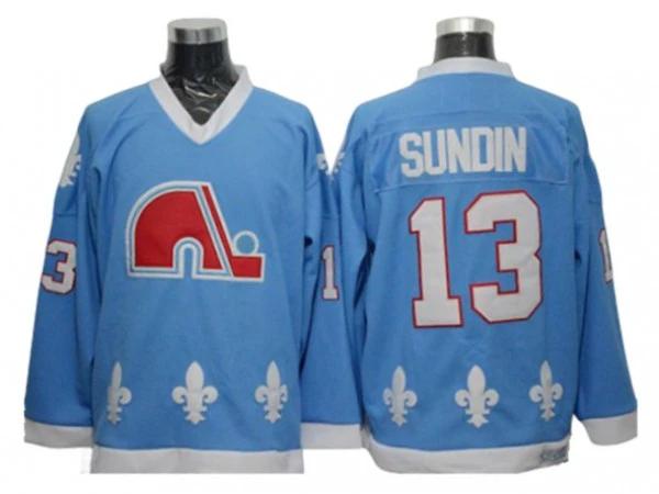 Quebec Nordiques #13 Mats Sundin Light Blue Vintage CCM Jersey by Hockey David