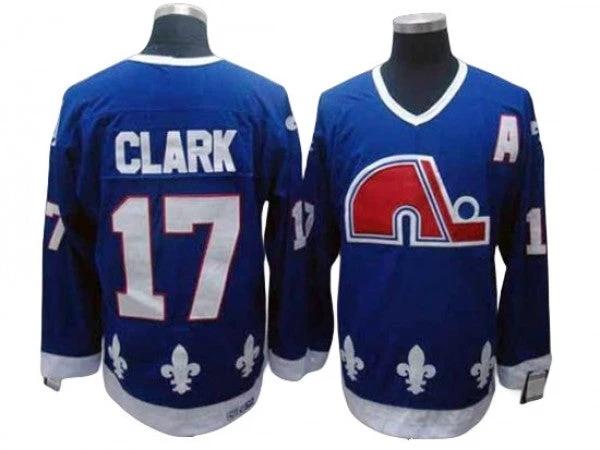 Quebec Nordiques #17 Wendel Clark Blue Vintage CCM Jersey by Hockey David