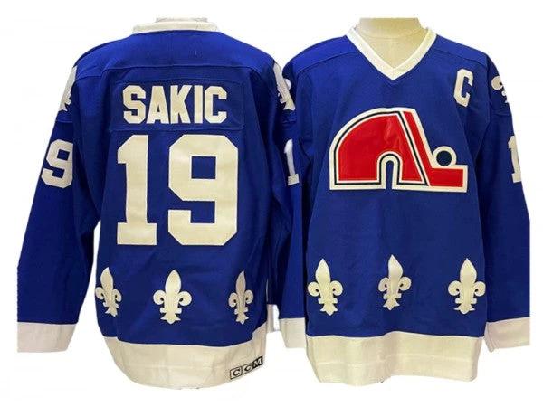 Quebec Nordiques #19 Joe Sakic Blue Vintage CCM Jersey by Hockey David