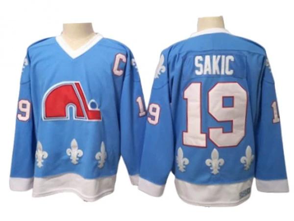 Quebec Nordiques #19 Joe Sakic Light Blue Vintage CCM Jersey by Hockey David