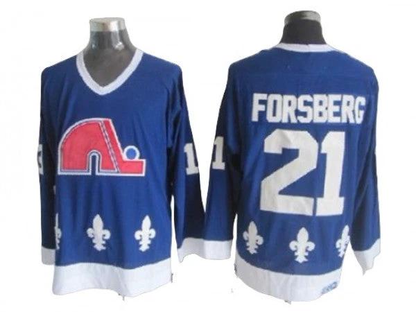Quebec Nordiques #21 Peter Forsberg Blue Vintage CCM Jersey by Hockey David