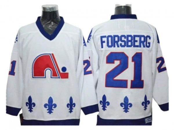 Quebec Nordiques #21 Peter Forsberg White Vintage CCM Jersey by Hockey David