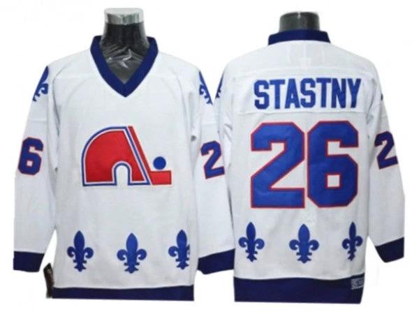 Quebec Nordiques #26 Peter Stastny White Vintage CCM Jersey by Hockey David