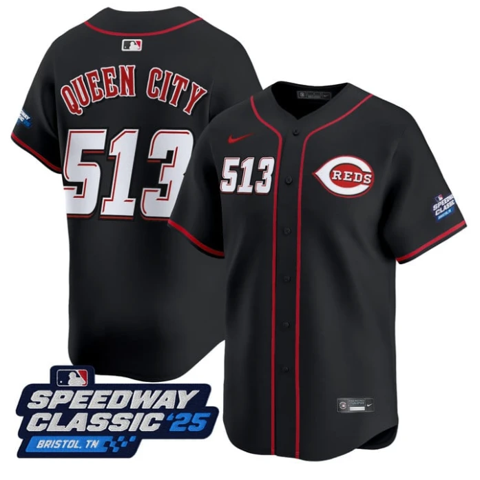 Queen City Jersey #513 Cincinnati Reds Speedway Classic Limited Stitched Black by My Store