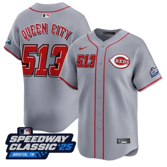 Queen City Jersey #513 Cincinnati Reds Speedway Classic Limited Stitched Gray by My Store