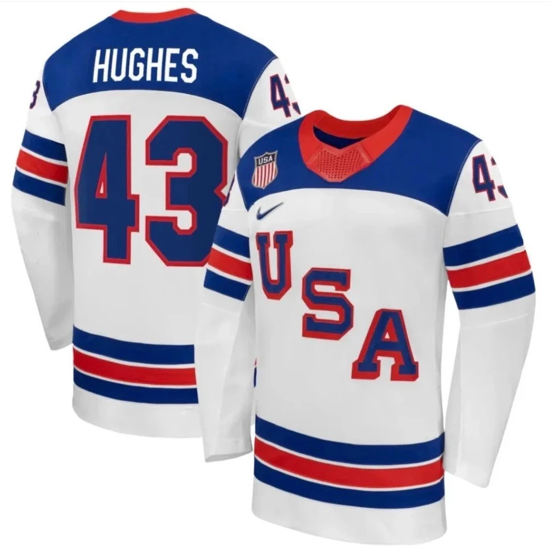 Quinn Hughes Jersey Team USA Winter Olympics 2026 Hockey Premium STITCHED White by Hockey David