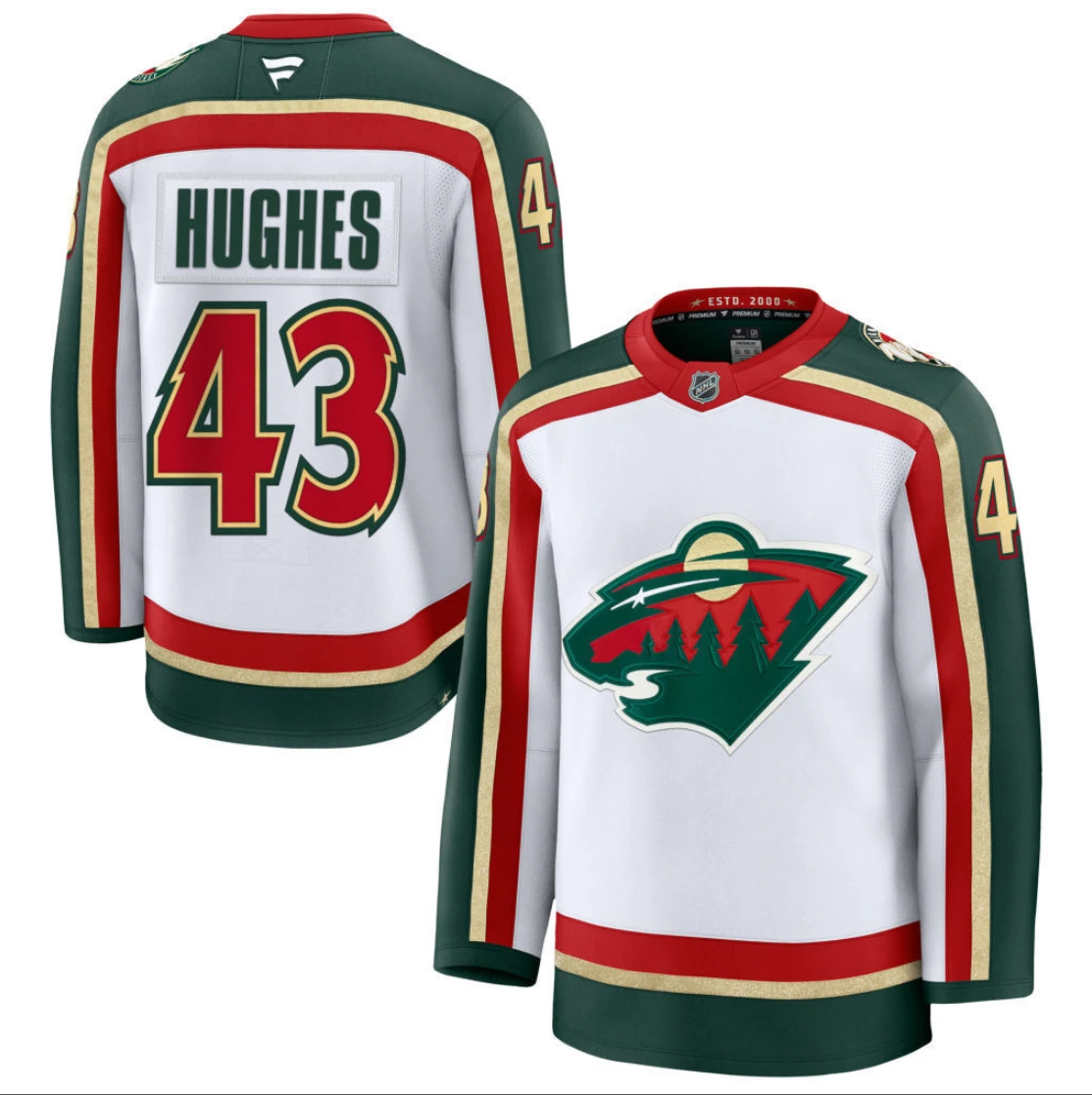 Quinn Hughes Jersey #43 Minnesota Wild 2026 Premium Stitched by Hockey David